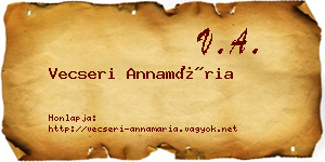 Vecseri Annamária névjegykártya